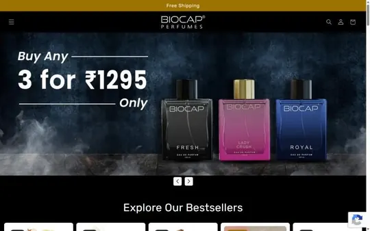 Homepage of Biocap Perfumes