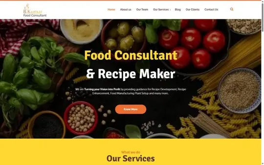 Homepage of B. Kumar Food Consultant